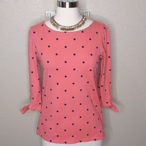 Old Navy Blouse Polka Dot Coral & Navy XS